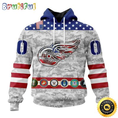 Personalized NHL Detroit Red Wings Hoodie Armed Forces Appreciation All Over Print 3D Hoodie Unisex Tshirt Hoodie