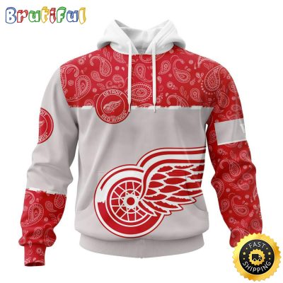 Personalized NHL Detroit Red Wings Hoodie Specialized Hockey With Paisley All Over Print Hoodie Unisex Tshirt Hoodie