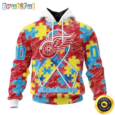 Personalized NHL Detroit Red Wings Special Autism Awareness Month All Over Print 3D Hoodie Unisex Hoodie