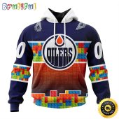 Personalized NHL Edmonton Oilers All Over Print 3D Hoodie Autism Awareness Design Unisex Hoodie