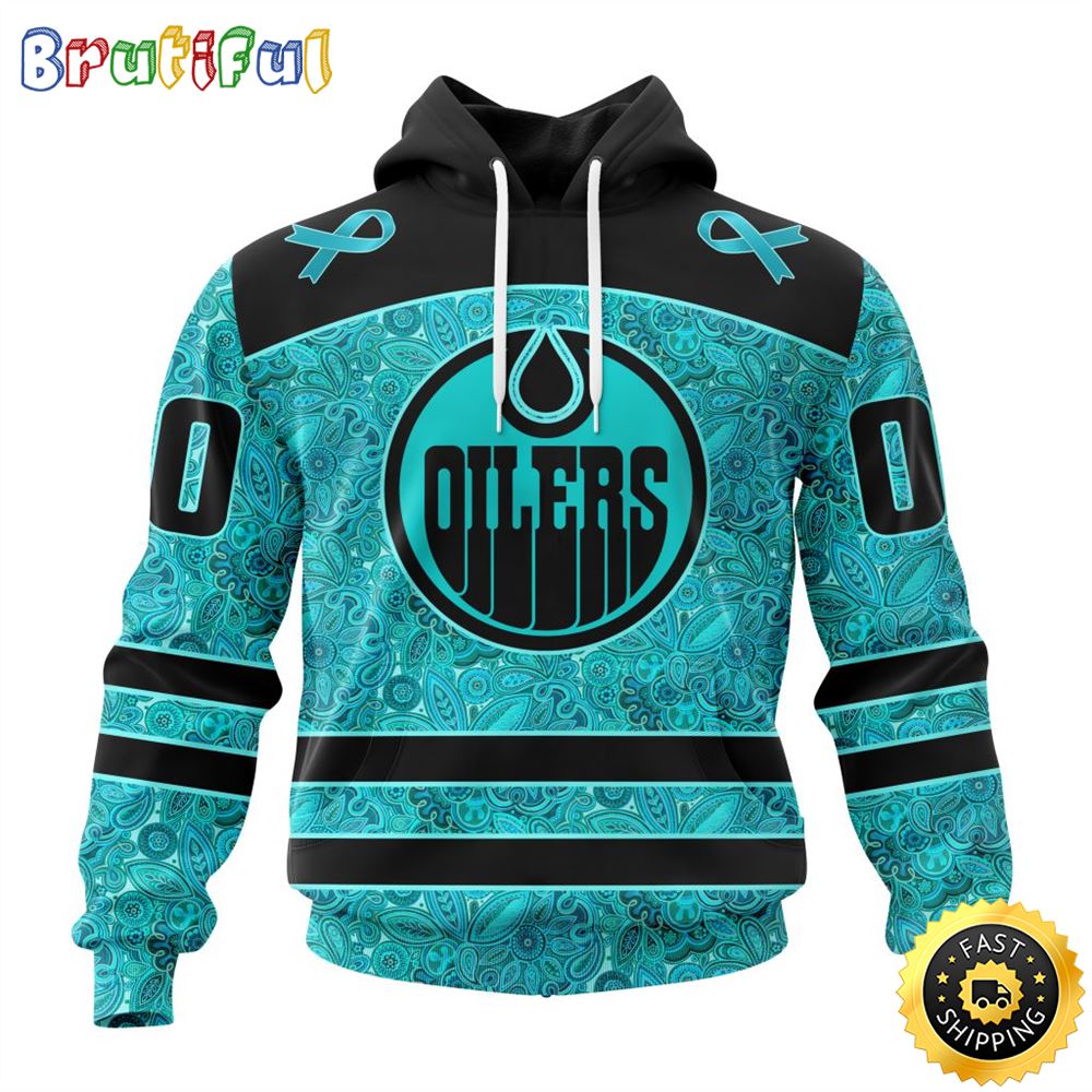 Personalized NHL Edmonton Oilers All Over Print 3D Hoodie Special Design Fight Ovarian Cancer Gift For Football Fans