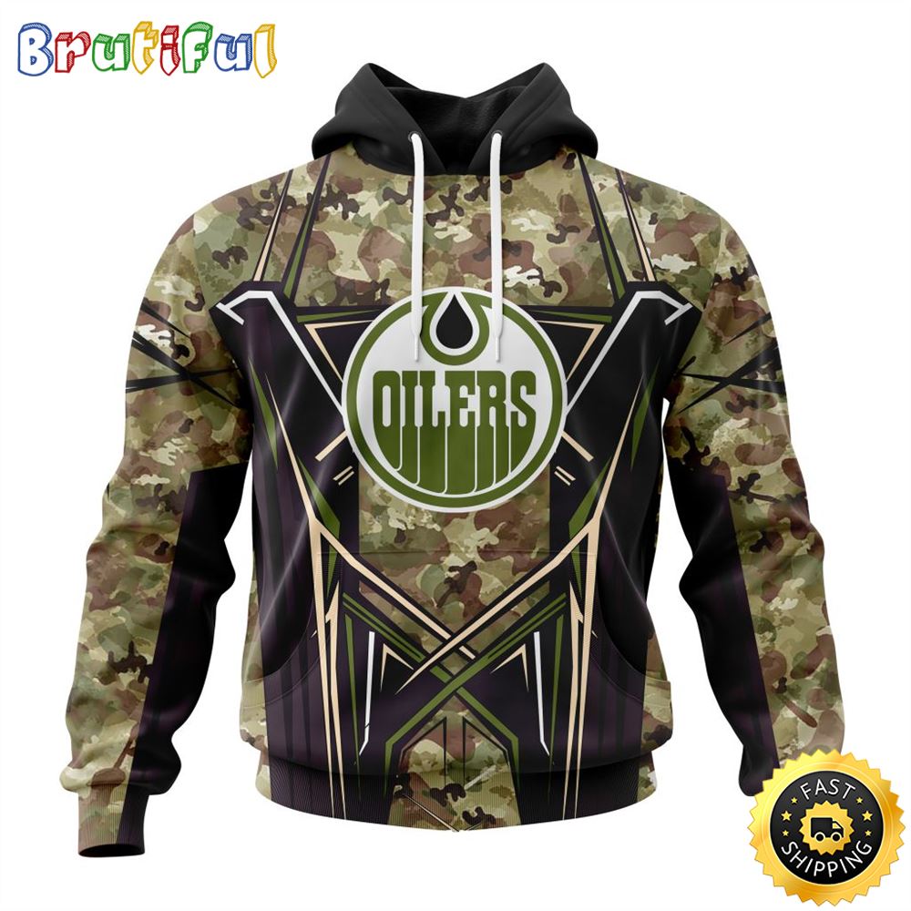 Personalized NHL Edmonton Oilers Hoodie Special Camo Color Design All Over Print 3D Unisex Hoodie