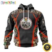 Personalized NHL Edmonton Oilers Hoodie Special Camo Hunting Design All Over Print 3D Unisex Hoodie