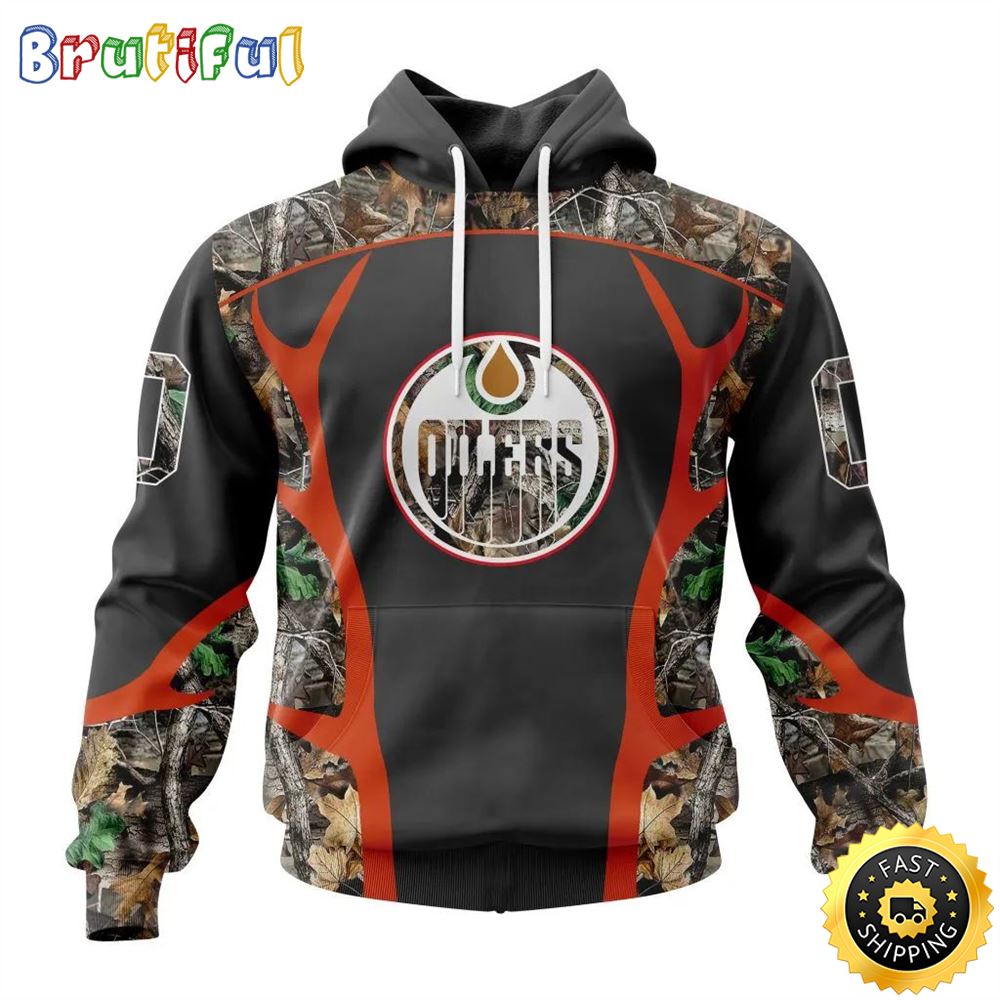 Personalized NHL Edmonton Oilers Hoodie Special Camo Hunting Design All Over Print 3D Unisex Hoodie