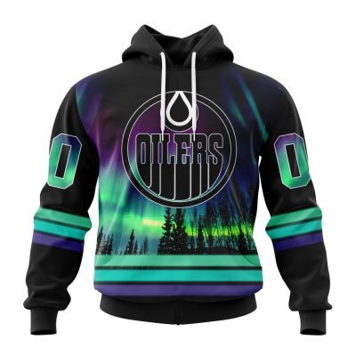 Personalized NHL Edmonton Oilers Hoodie Special Design With Northern Lights All Over Print 3D Hoodie Unisex
