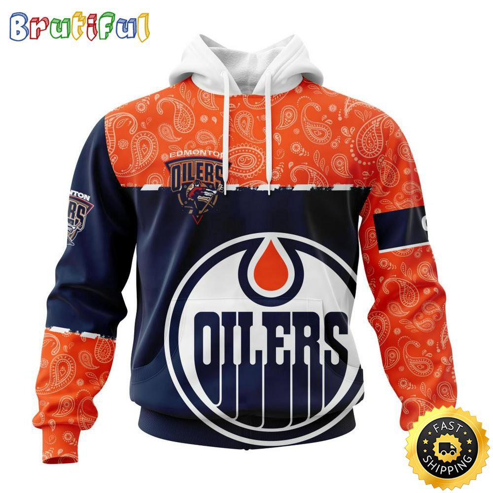 Personalized NHL Edmonton Oilers Hoodie Specialized Hockey With Paisley All Over Print Hoodie Unisex Tshirt Hoodie