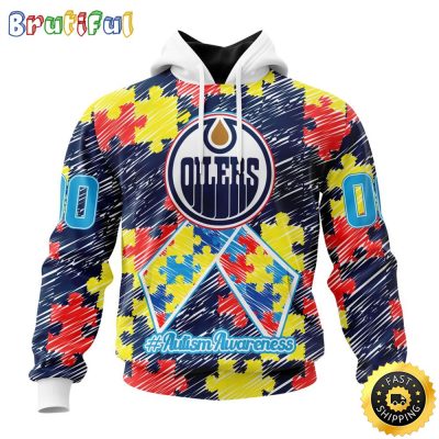 Personalized NHL Edmonton Oilers Special Autism Awareness Month All Over Print 3D Hoodie Unisex Hoodie