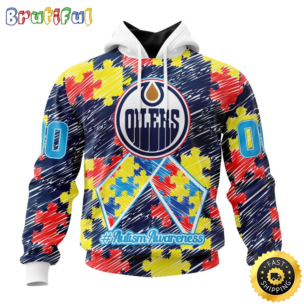 Personalized NHL Edmonton Oilers Special Autism Awareness Month All Over Print 3D Hoodie Unisex Hoodie