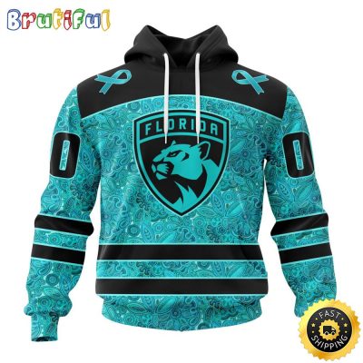 Personalized NHL Florida Panthers All Over Print 3D Hoodie Special Design Fight Ovarian Cancer Gift For Football Fans