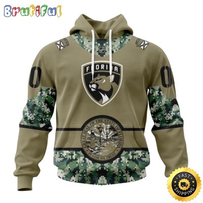 Personalized NHL Florida Panthers Hoodie Military Camo With City Or State Flag 3D Hoodie Unisex Tshirt Hoodie