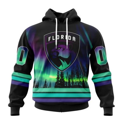 Personalized NHL Florida Panthers Hoodie Special Design With Northern Lights All Over Print 3D Hoodie Unisex