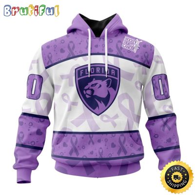 Personalized NHL Florida Panthers Special Lavender Hockey Fights Cancer All Over Print 3D Hoodie Unisex Hoodie Tshirt Sweatshirt
