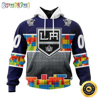 Personalized NHL Los Angeles Kings All Over Print 3D Hoodie Autism Awareness Design Unisex Hoodie
