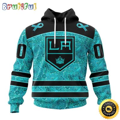 Personalized NHL Los Angeles Kings All Over Print 3D Hoodie Special Design Fight Ovarian Cancer Gift For Football Fans