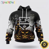 Personalized NHL Los Angeles Kings All Over Print 3D Hoodie Special Design Pumpkins For Halloween
