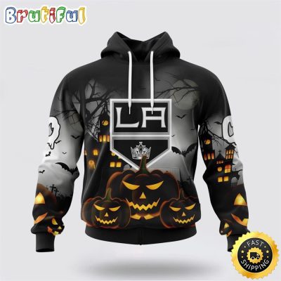 Personalized NHL Los Angeles Kings All Over Print 3D Hoodie Special Design Pumpkins For Halloween