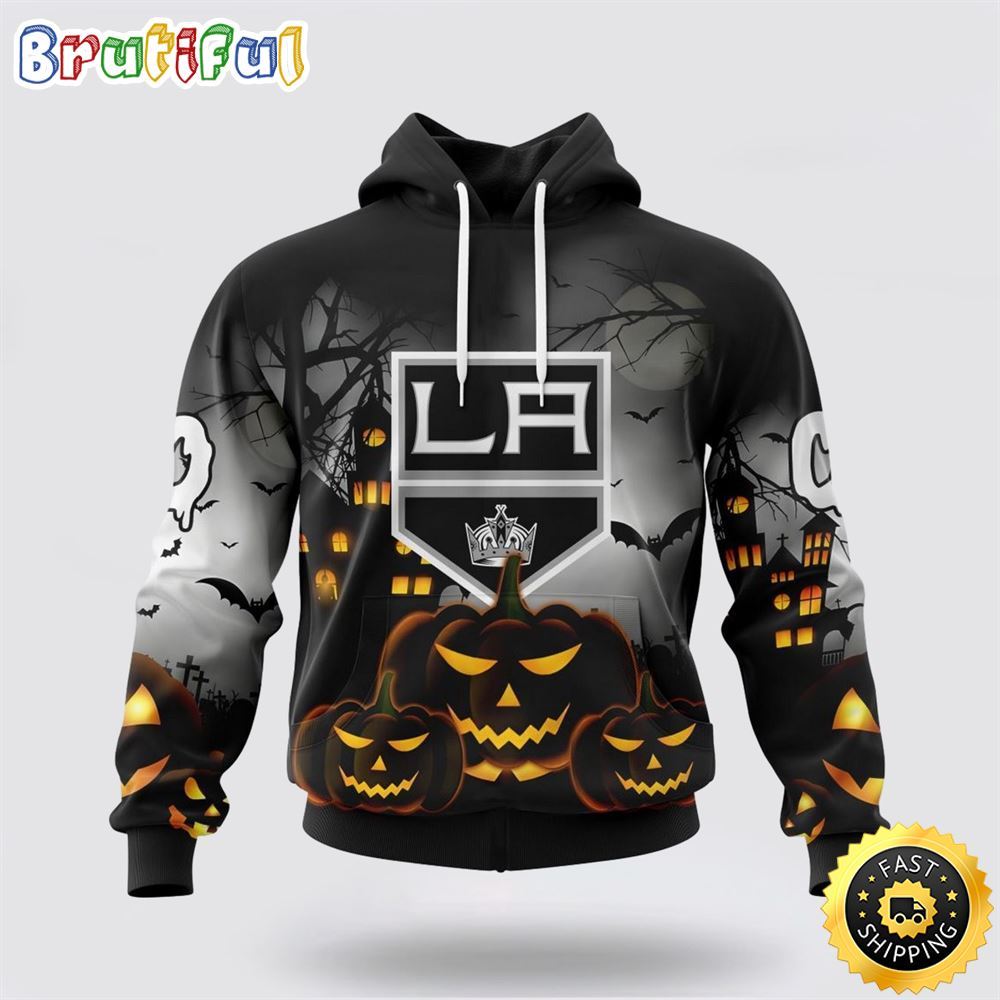 Personalized NHL Los Angeles Kings All Over Print 3D Hoodie Special Design Pumpkins For Halloween