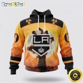 Personalized NHL Los Angeles Kings All Over Print 3D Hoodie Special Zombie Design For Halloween