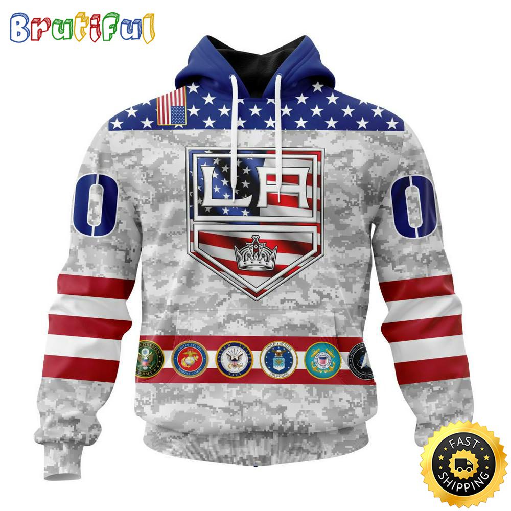 Personalized NHL Los Angeles Kings Hoodie Armed Forces Appreciation All Over Print 3D Hoodie Unisex Tshirt Hoodie
