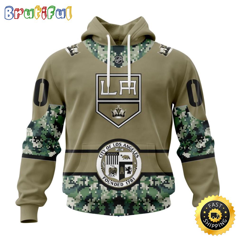 Personalized NHL Los Angeles Kings Hoodie Military Camo With City Or State Flag 3D Hoodie Unisex Tshirt Hoodie