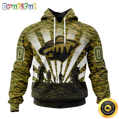 Personalized NHL Minnesota Wild All Over Print 3D Hoodie Military Camo Kits For Veterans Day And Rememberance Day