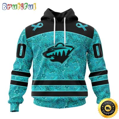 Personalized NHL Minnesota Wild All Over Print 3D Hoodie Special Design Fight Ovarian Cancer Gift For Football Fans