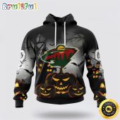 Personalized NHL Minnesota Wild All Over Print 3D Hoodie Special Design Pumpkins For Halloween