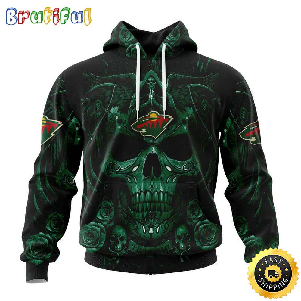 Personalized NHL Minnesota Wild Hoodie Special Design With Skull Art All Over Print 3D Hoodie Unisex Tshirt Hoodie