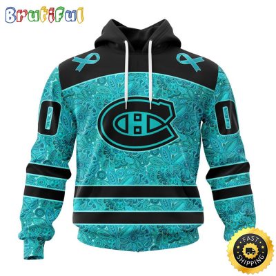 Personalized NHL Montreal Canadiens All Over Print 3D Hoodie Special Design Fight Ovarian Cancer Gift For Football Fans