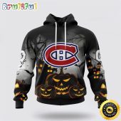 Personalized NHL Montreal Canadiens All Over Print 3D Hoodie Special Design Pumpkins For Halloween
