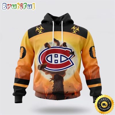 Personalized NHL Montreal Canadiens All Over Print 3D Hoodie Special Zombie Design For Halloween