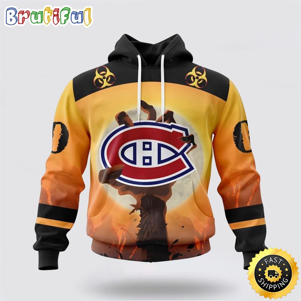 Personalized NHL Montreal Canadiens All Over Print 3D Hoodie Special Zombie Design For Halloween
