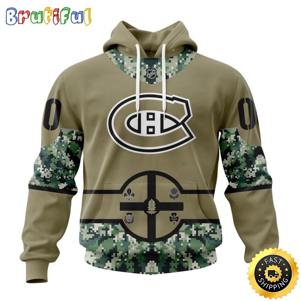 Personalized NHL Montreal Canadiens Hoodie Military Camo With City Or State Flag 3D Hoodie Unisex Tshirt Hoodie
