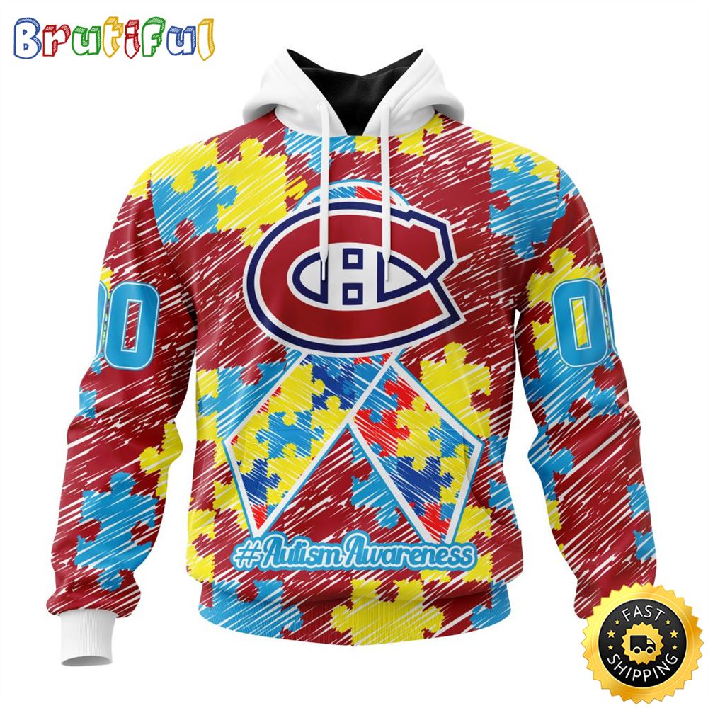 Personalized NHL Montreal Canadiens Special Autism Awareness Month All Over Print 3D Hoodie Unisex Hoodie