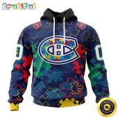 Personalized NHL Montreal Canadiens Specialized Fearless Against Autism All Over Print 3D Hoodie Unisex Hoodie