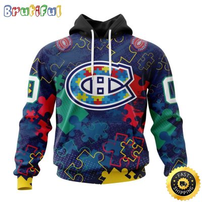 Personalized NHL Montreal Canadiens Specialized Fearless Against Autism All Over Print 3D Hoodie Unisex Hoodie