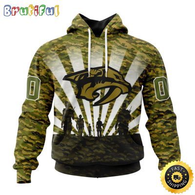 Personalized NHL Nashville Predators All Over Print 3D Hoodie Military Camo Kits For Veterans Day And Rememberance Day