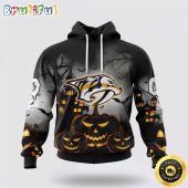 Personalized NHL Nashville Predators All Over Print 3D Hoodie Special Design Pumpkins For Halloween