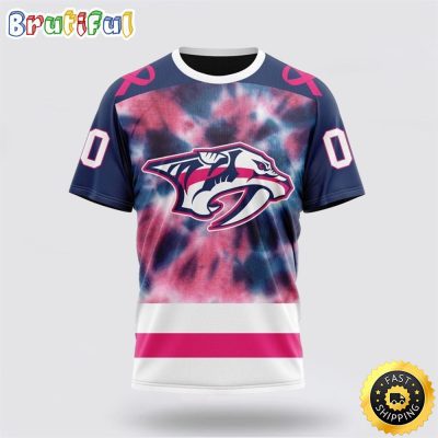 Personalized NHL Nashville Predators All Over Print 3D T Shirt Special Pink October Fight Breast Cancer Gift For Man And Women