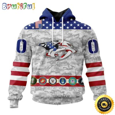 Personalized NHL Nashville Predators Hoodie Armed Forces Appreciation All Over Print 3D Hoodie Unisex Tshirt Hoodie