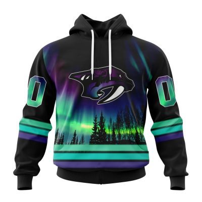 Personalized NHL Nashville Predators Hoodie Special Design With Northern Lights All Over Print 3D Hoodie Unisex