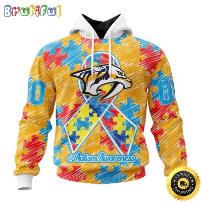 Personalized NHL Nashville Predators Special Autism Awareness Month All Over Print 3D Hoodie Unisex Hoodie