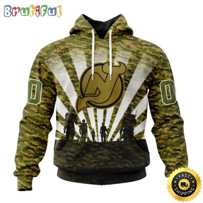 Personalized NHL New Jersey Devils All Over Print 3D Hoodie Military Camo Kits For Veterans Day And Rememberance Day