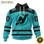 Personalized NHL New Jersey Devils All Over Print 3D Hoodie Special Design Fight Ovarian Cancer Gift For Football Fans