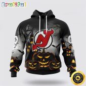 Personalized NHL New Jersey Devils All Over Print 3D Hoodie Special Design Pumpkins For Halloween