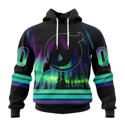 Personalized NHL New Jersey Devils Hoodie Special Design With Northern Lights All Over Print 3D Hoodie Unisex
