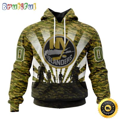 Personalized NHL New York Islanders All Over Print 3D Hoodie Military Camo Kits For Veterans Day And Rememberance Day