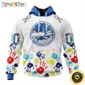 Personalized NHL New York Islanders Autism Awareness Hands Design All Over Print 3D Hoodie Unisex Hoodie