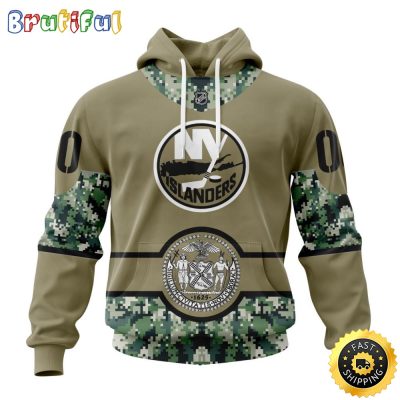 Personalized NHL New York Islanders Hoodie Military Camo With City Or State Flag 3D Hoodie Unisex Tshirt Hoodie