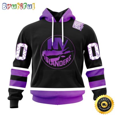 Personalized NHL New York Islanders Hoodie Special Black Hockey Fights Cancer All Over Print 3D Hoodie Unisex Hoodie